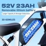 Electric Bike for Adults,2000W, 52V 23Ah Removable Battery, 37MPH, Range 60 Miles, 26 Inch Fat Tire Electric Bike Off-Road Electric Mountain Bike, 7 Speed Full Suspension - Image 3