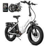 Electric Bike for Adults, 20.8Ah Removable Battery, Folding E-Bike with 750W Motor, 75+Miles Long Range, 4-6Hours Fast Charging, 7 Speed 20 x 4.0 Fat Tire Electric Horn, Class 2 Ebike