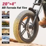 E2 Electric Bike for Adults,750W Ebike with 48V13Ah Removable Battery,All-Terrain 20" Fat Tire Electric Bikes Up to 28MPH & 46.6Miles,Full Suspension,Cruise Control,UL Certified,Moped E-Bike - Image 6