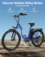 Urban Go 26" Electric Bike, 18.6MPH Max Speed & 35 Miles Range (PAS), 500W Peak Motor & 374.4Wh Removable Battery, Electric Bicycle with Front Suspension, E-Bike for Adults with Rear Rack, Blue - Image 6