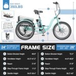 MOONCOOL Electric Tricycle for Adults, 350W 36V Electric Trike Motorized Three Wheel Electric Bicycle, 7 Speeds 3 Wheels Adult Electric Tricycle with Large Basket - Image 5