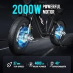 SAMEBIKE 2000W/4000W Electric Bike for Adults, 48V 36Ah Dual Battery Ebike Hydraulic Full Suspension, 34Mph/37Mph & 100 Miles Range Electric Bike, 20"*4.0" Electric Motorcycle for Adults, 7-Speed&UL - Image 3