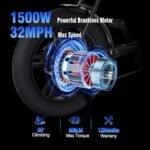 1500W Ebike 48v 20ah with Removable Battery 75Miles 32Mph Fast Electric Bike 20 Inch Fat Tire Electric Bike for Adults 2 Person Saddle Retro Motorcycle Design Bike Electric (Black) - Image 2