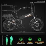 F3 Electric Bike for Adults with 1500W Motor Peak,48V 624Wh Removable Battery Max 74 Miles 28MPH,20" x 3.0 Fat Tire Folding Electric Bike with 7-Speed and Full Suspension. - Image 6