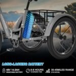Electric Trike, Electric Tricycle for Adults, 20" Folding 3 Wheels Electric Bicycle Bikes, 48V 500W Motorized Electric Ebike with Aluminum Frame, Removable Battery and Large Basket for Women Men - Image 3