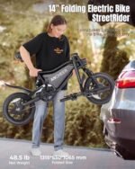 ANCHEER 14" Folding Electric Bike for Adults, 22MPH Ebike with 350W Motor[Peak 500W], 48V 374Wh Battery, Dual Shock Absorber,Brake Taillight, Cruise Control, UL 2849 Certified Electric Bicycle - Image 5