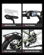 VEEFA Electric Bike for Adults 750W/Peak 1000W Motor 48V 13AH Removable Battery Electric Bicycle 26" x 4.0" Fat Tire Mountain Ebike 28MPH E Bike 7-Speed UL 2849 Certified - Image 5