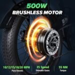 isinwheel U5 Pro Folding Electric Bike for Adults, 800W Brushless Motor, 20MPH Up to 50 Miles, 2-3H Fast Charge, 20" Fat Tire Ebike, 7 Speed Gear, Front Fork Suspension for Leisure Riding&Commuting - Image 2