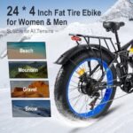 Dual-Motor 4000W/3000W Peak Fat-Tire Electric-Bike for Adults-Women-Men - with 52V 30AH/25AH Battery, 38MPH-42MPH, Full Suspension Ebikes, 24 Inch Dirt Bike for Off-Road Mountain Snow（US Warehouse） - Image 5