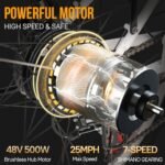 Electric Bike for Adults, 26" Ebikes, Peak 750W Electric Cruiser Bike with 48V 14.5Ah/11.6Ah Removable Battery, 25Mph Electric Bicycle w/ 7-Speed & Front Suspension(Fits for 5'2"-6'5") - Image 2