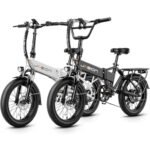Jasion EB7 2.0 Electric Bike for Adults, 1200W Peak Motor 28MPH Max Speed Folding Ebike, 48V 10AH Removable Battery, 20" Fat Tire with Dual Suspension, 7-Speed Electric Bicycles, UL Certifiled