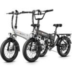 Jasion EB7 2.0 Electric Bike for Adults, 1200W Peak Motor 28MPH Max Speed Folding Ebike, 48V 10AH Removable Battery, 20" Fat Tire with Dual Suspension, 7-Speed Electric Bicycles, UL Certifiled