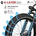 Himiway Zebra D5 Electric Bike, 750W Motor 48V 20Ah Removable Battery 80Miles Range E-Bike for Adults, 26x4 Tire 400lbs Payload, Hydraulic Brakes, 25Mph, 7-Speed - Image 5