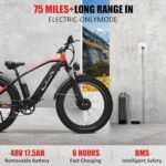 Naisian Electric Bike for Adults,2000w Dual Brushless Motor,37MPH Top Speed,Max 75 Miles,26" x 4.0 Fat Tire, 48V/17.5Ah Removable Battery,LCD Display,7 Speed - Image 4