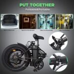 ECOTRIC Electric Bike 500W Folding Ebike 20" Fat Tire Foldable Electric Bicycle 48V 12.5AH Lithium Removable Battery Beach Snow Mountain E-Bike Commute Ebike for Adults Shimano 7-Speed - Image 5