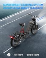 Juliet III Electric Bike for Adults Dual Motor 2000W 33MPH 48V 60Ah 100-200 Miles Long Range Electric Bicycle 20"*4.0 Fat Tires E-Bike Full Suspension Electric Mountain Bike with Colorful Display - Image 6