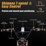 AKEZ S1 750W 28MPH Adult Electric Bike,20 Inch Fat Tire Retro Electric Mountain Bike,7 Speed,48V Removable Battery,with Suspension Fork,Disc Brake System - Image 5