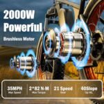 Da06 Electric Bike for Adults,Dual Motor Ebike AWD 2000W,21-Speed 35MPH Mountain Snow Ebike with Removable 52V 23AH Battery,26" x 4.0 Fat Tire E-Bike with High-Capacity Cycling Pannier Bag - Image 5