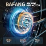 ESKUTE Netuno 27.5" Electric Bike, 750W Peak Bafang Motor, Top Speed 22MPH, 48V 15Ah Large Capacity Battery, Hydraulic Front Suspension, Adult Electric Bicycles with 7 Speeds and Disc Brakes - Image 3