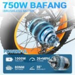 Cyrusher 20Inch Aluminum Electric Bike, Kommoda 750W 28MPH 48V 14Ah Ebike for Adult, Full Suspension, Dual Disc Brakes, 4.0inch Fat Tires, - Image 2