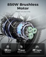 Jasion EB7 ST 2.0 Electric Bike Adults, 28MPH Max Speed[850W Power Motor], 55 Mile Ranges[480Wh Removable Battery], Foldable Ebikes with Dual Suspension, Step-Thru 20" Fat Tire Adult Electric Bicycles - Image 2