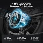 eAhora Luna Electric Bike for Adults, Peak 1500W Ebike with 48V15A Battery, 20"*4.0 Fat Tire Mountain Electric Bicycle, 32MPH/7 Speed Gears/Full Suspension All-Terrain E-Bike - Image 2