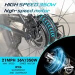 HILAND Rockshark Electric Bike Electric Mountain Bike Aluminum 27.5 inch 350W 20MPH Adults E-Bike Shimano 21 Speed Disc Brake Suspension Fork with 36V 10.4Ah Removable Battery - Image 2