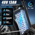 VITILAN 1056W Peak Electric Bike for Adults, U3 20" Fat Tire Electric Bicycle, 48V 624Wh Removable Battery, Max Range 80 Miles & 28Mph, 7 Speed Step Thru Ebike with Dual Suspension - Image 3