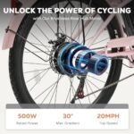 Viribus Electric Bike for Women, 500W (Peak 750W) 48V 13AH City Ebikes for Adults with Basket, Rack, Suspension, Aluminum Frame, Cruiser Commuter E Bike for Women, Step Through Electric Bike - Image 3