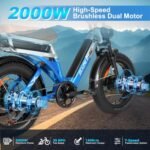2000W Dual Motor Ebike,48V 30Ah Removable Dual Battery E Bike for Adult,35MPH Electric Bike 20"*4 Fat Tire 7-Speed Hydraulic Disc Brake 120 Mile Range Electric Bicycle Dual Lockbale Suspension - Image 2