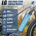 KingChii Electric Bike for Adults 750W BAFANG Motor EBike 48V 20Ah 21700 Removable LG Lithium Battery Fat Tires 20-32MPH Speed Range 90Miles Range Shimano 7-Speed E Bike - Image 3