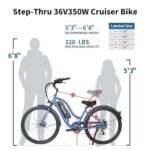 Cruiser Electric Bike for Adults,27.5" Dual Disc Brakes Electric Bicycle,Peak Power 500W 375WH Removable Battery Hybrid Beach Cruiser Ebike,7-Speed UrbanPace Electric Bike - Image 3