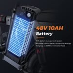 ENGWE Folding Electric Bike for Adults Teens, 14" Fat Tire City Commuter Ebike, Mini Electric Bicycle with 350W (Peak 600W) Motor 48V 10AH Removable Battery Max 20MPH 37Miles - Image 3