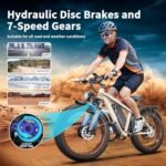 Electric Bike for Adults,26" Fat tire with 2000W Ebike 48V 22.4AH Battery 35MPH Ebike 7-Speed with Dual Hydraulic Disc Brake - Image 2