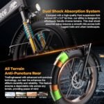 Electric Bike for Adults with Peak 1000W Brushless Motor,70Miles 28MPH Commuting Electric Foldable Bike with 48V15A Removable Battery,7-Speed Electric Bicycles,20" Tires and Front Suspension Bicycles - Image 4