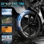 V8 Electric Bike for Adults, Electric Mountain Bike with 750W Brushless Motor, 48V 15Ah Removable Larger Battery Up to 31MPH 20'' Fat Tire E Bike Shi-Mano 7-Speed - Image 2