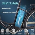 Electric Bike for Adults, 26'' 500W Peak Ebike with 7-Speed and Front Suspension, 20MPH, 350W Motor with Removable 48V/10Ah Battery, City Commuter Ebike with Wide Child Rear Seat Cushion - Image 2