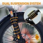 Jasion EB7 2.0 Electric Bike for Adults, 1200W Peak Motor 28MPH Max Speed Folding Ebike, 48V 10AH Removable Battery, 20" Fat Tire with Dual Suspension, 7-Speed Electric Bicycles, Lock and PhoneHolder - Image 4