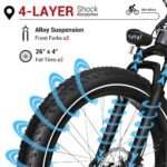 Himiway Zebra D5 Electric Bike, 750W Motor 48V 20Ah Removable Battery 80Miles Range E-Bike for Adults, 26x4 Tire 400lbs Payload, Hydraulic Brakes, 25Mph, 7-Speed - Image 4