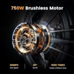 CycRun Electric Bike for Adults 750W Motor with 374.4WH Battery, 20MPH 55Miles Moped Style Ebike for Adults, 20" Fat Tire Commuting Off Road Mountain Ebike with Hydraulic Suspension, UL2849 - Image 2