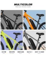 Racer Electric Bike for Adults - 21-Speed Mountain Lightweight Ebike with 500W Peak Brushless Motor, 375Wh Removable Battery, 26X2.1 Tire Step Over E Bikes Black with Guards - Image 2