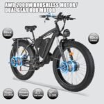 Electric Bike for Adult, Dual Motor 2000W 35MPH AWD Ebike, 48V 22.4AH Removable Lithium Battery, 26" Fat Tire MTB, 21-Speed with Ignition Lock Hydraulic Disc Brake Front Suspension - Image 2