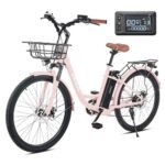 Viribus Electric Bike for Women, 500W (Peak 750W) 48V 13AH City Ebikes for Adults with Basket, Rack, Suspension, Aluminum Frame, Cruiser Commuter E Bike for Women, Step Through Electric Bike