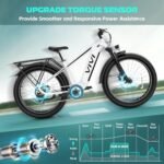 Vivi ACE01 Electric Bike for Adults, 26" x 4.0 Fat Tire Ebike, 1475W Peak Motor Torque Sensor Electric Mountain Bike, 25MPH Electric Bicycle with 48V 15AH Battery, 7 Speed, Hydraulic Brake, UL 2849 - Image 4