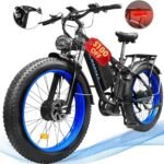 Ebikes Dual Motor, Electric Bike for Adults, 2000w Fat Tire Ebike 35mph Dual Motor Electric Bike with Removable 48v, All Terrain Ebikes for Adults, Full Suspension 26" Awd E Bike 22.4ah Battery