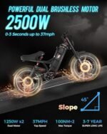 RomeoⅡ 2500W Electric Bike for Adults 40 Mph, 60Ah Long Range Ebike 120+Miles, 20 * 5.0 Fat Tire Electric Mountain Bike Upgrad Air Fork 4-Piston Brake App Control Ebike UL2849 - Image 3