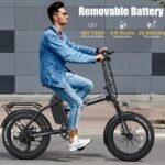 Electric Bike 20" 750W Peak Power Folding Fat Tire Electric Bike with 48V 13Ah Removable Battery 20MPH Adult Ebike, 7-Speed Electric Bicycle, 50miles Range Commute E-Bike, LCD Display - Image 3