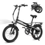 Electric Bike for Adults 750W Motor(Peak 1000W),50Miles 22Mph Top Speed, 20" Fat Tire Folding Electric Bicycle, 48V 10Ah Removable Battery Ebike with 35 Speed and Front Suspension,Speedy