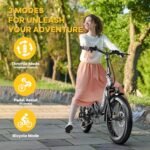 Auloor Folding Electric Bike for Adults,1000W Motor 30MPH,70Mile,48V 12.8AH/15AH Removable Battery 20" Fat Tire Electric Bicycle,Full Suspension System Design Folding Ebike,7-Speed E-Bikes - Image 6