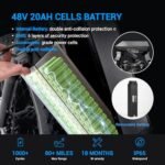 eAhora P5 II [2024 Upgraded] Electric Bike Peak 1700W Electric Mountain Bike 48V 20Ah Removable Battery 24 * 4.0 Fat Tire Electric Bike 32MPH Full Suspension Ebike Programmable Display - Image 4